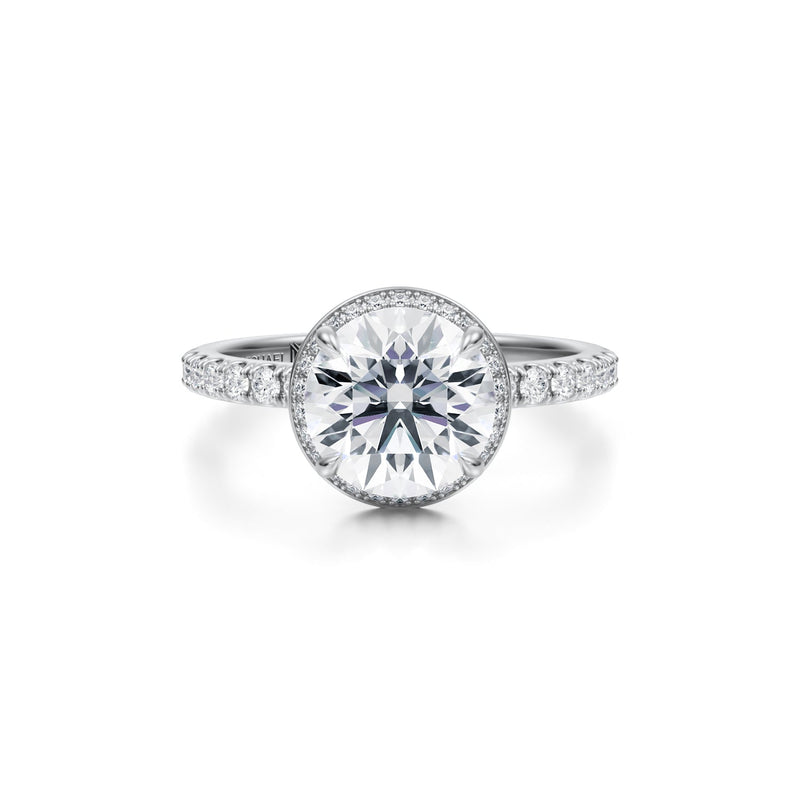 Round Knife Edge Halo With Pave Ring  (1.20 Carat G-VS1)