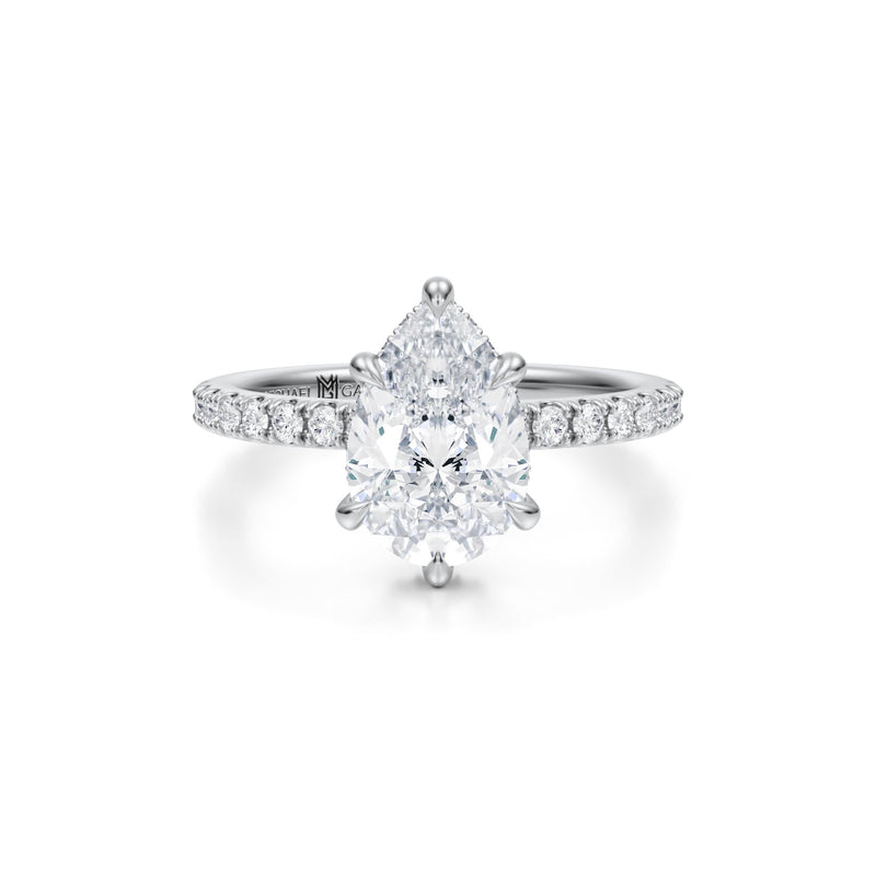 Pear Wrap Halo With Pave Ring  (3.00 Carat G-VVS2)