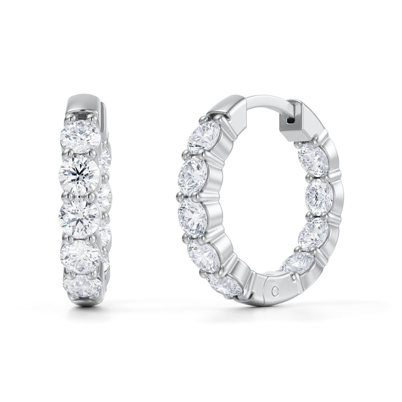 Hoop Earrings with .02 Carat Diamonds in 18K White Gold - Kwiat