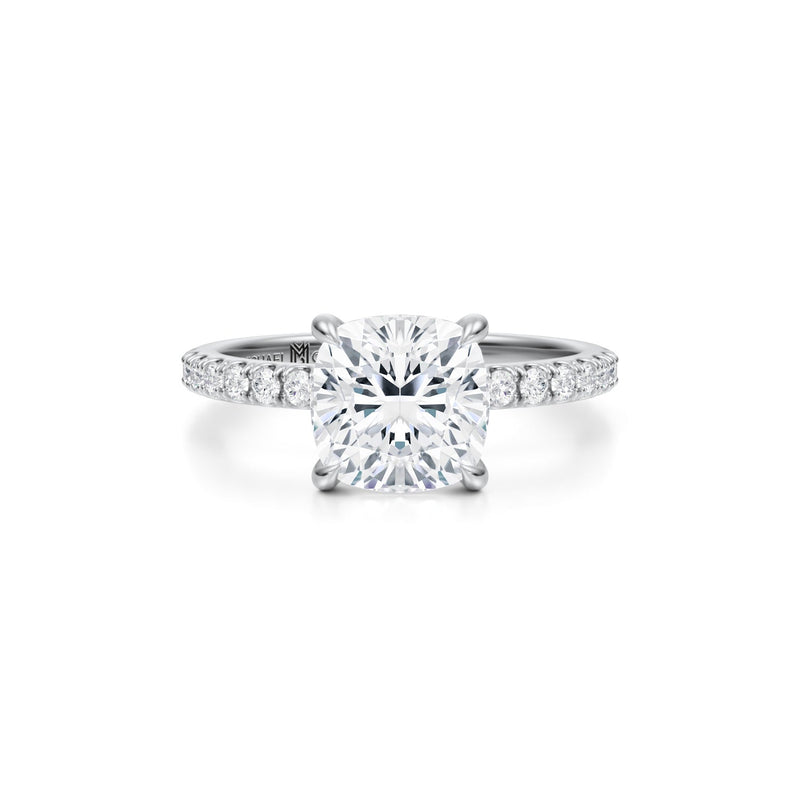 Cushion Pave Ring With Pave Prongs  (3.20 Carat G-VVS2)