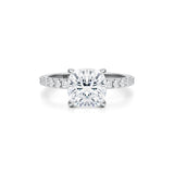 Cushion Pave Ring With Pave Prongs  (3.00 Carat F-VS1)
