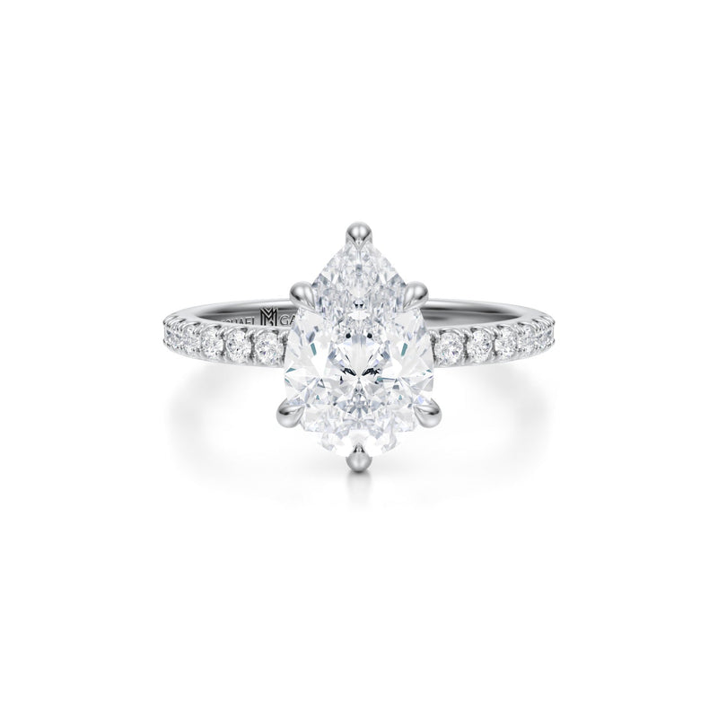 Pear Pave Ring With Pave Prongs  (2.70 Carat E-VVS2)