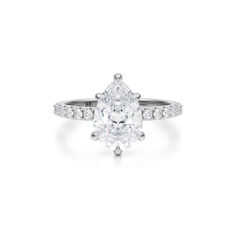 Pear Pave Ring With Pave Prongs  (3.20 Carat F-VS1)