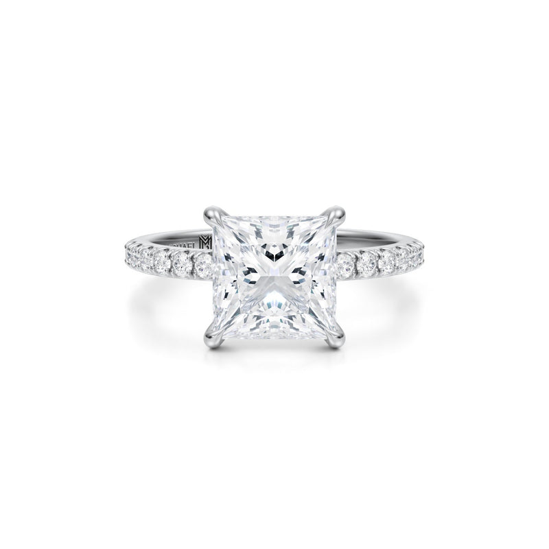 Princess Pave Ring With Pave Prongs  (3.40 Carat D-VS1)