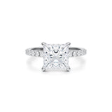 Princess Pave Ring With Pave Prongs  (3.00 Carat F-VS1)