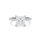 Princess Pave Ring With Pave Prongs  (2.70 Carat E-VVS2)