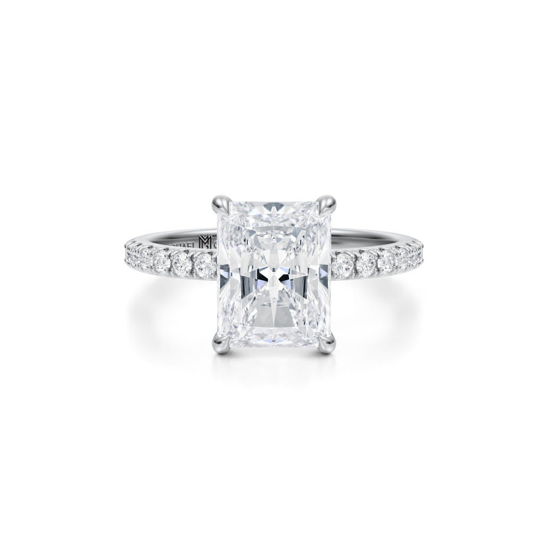 Radiant Trio Pave Ring With Pave Prongs  (2.00 Carat D-VVS2)
