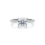 Round Pave Ring With Pave Prongs  (2.70 Carat G-VS1)