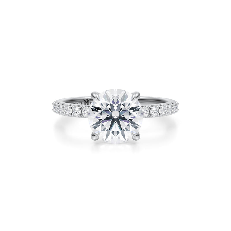 Round Pave Ring With Pave Prongs  (3.20 Carat E-VVS2)