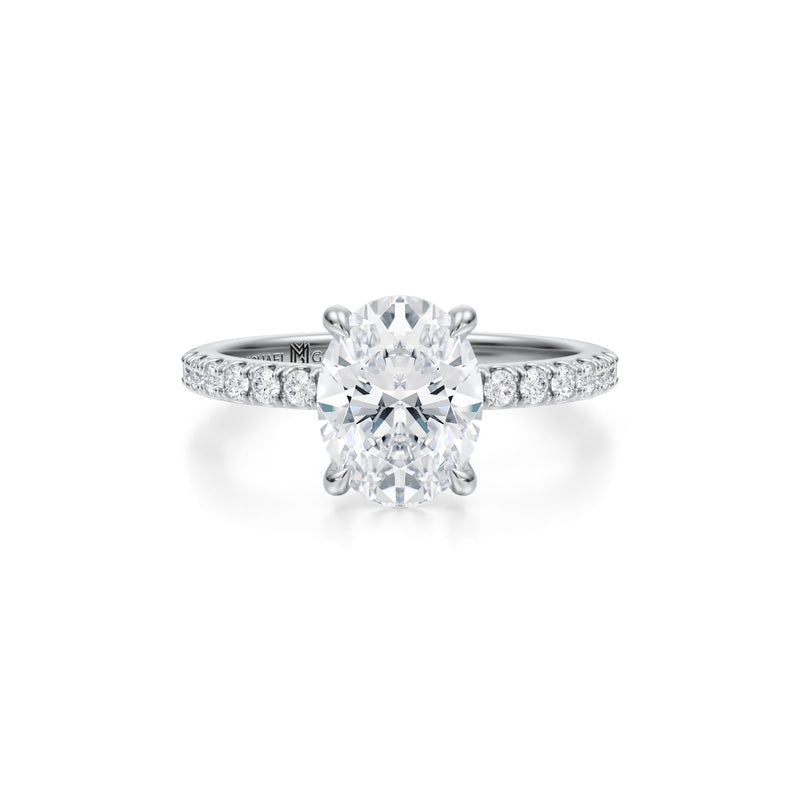 Oval Pave Ring With Pave Prongs  (3.20 Carat G-VS1)