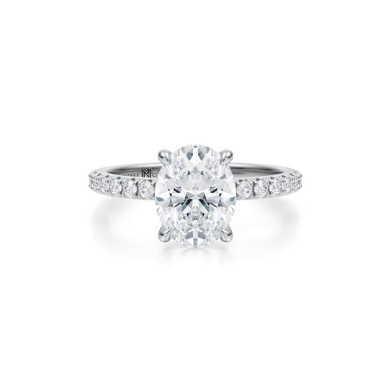 Oval Pave Ring With Pave Prongs  (2.00 Carat E-VVS2)