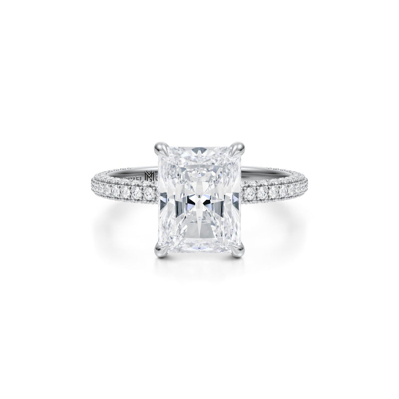 Radiant Halo With Trio Pave Ring  (2.00 Carat E-VS1)