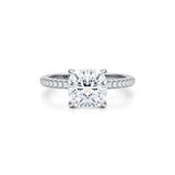 Cushion Trio Pave Ring With Pave Prongs  (3.40 Carat F-VS1)