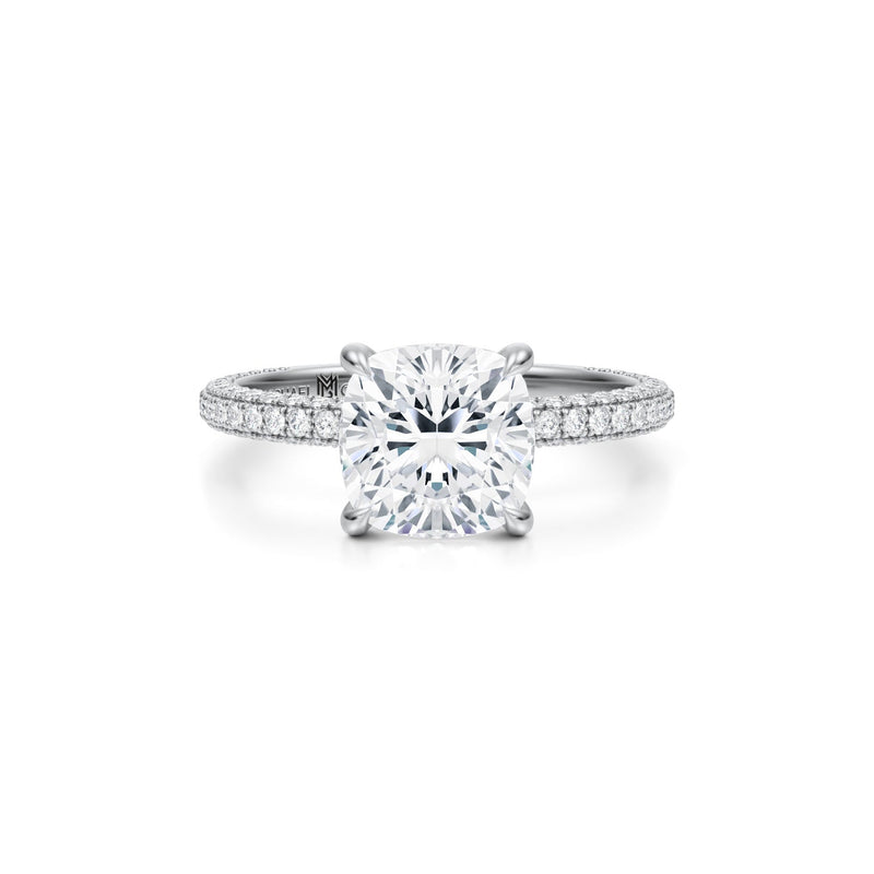 Cushion Halo With Trio Pave Ring  (2.70 Carat F-VS1)
