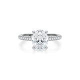 Oval Trio Pave Ring With Pave Prongs  (3.70 Carat G-VVS2)