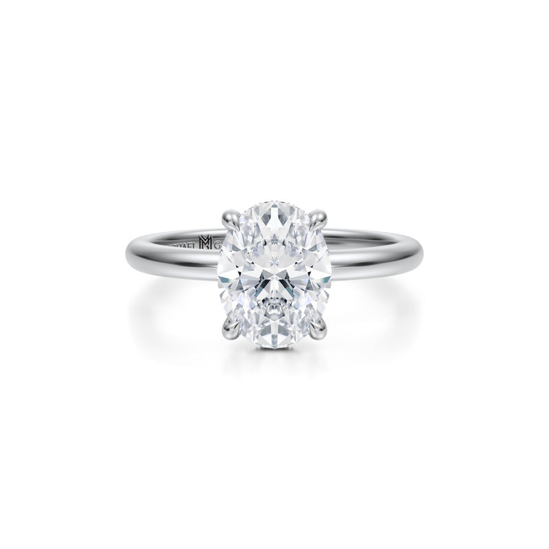 Oval Solitaire Ring With Pave Basket  (1.00 Carat F-VVS2)