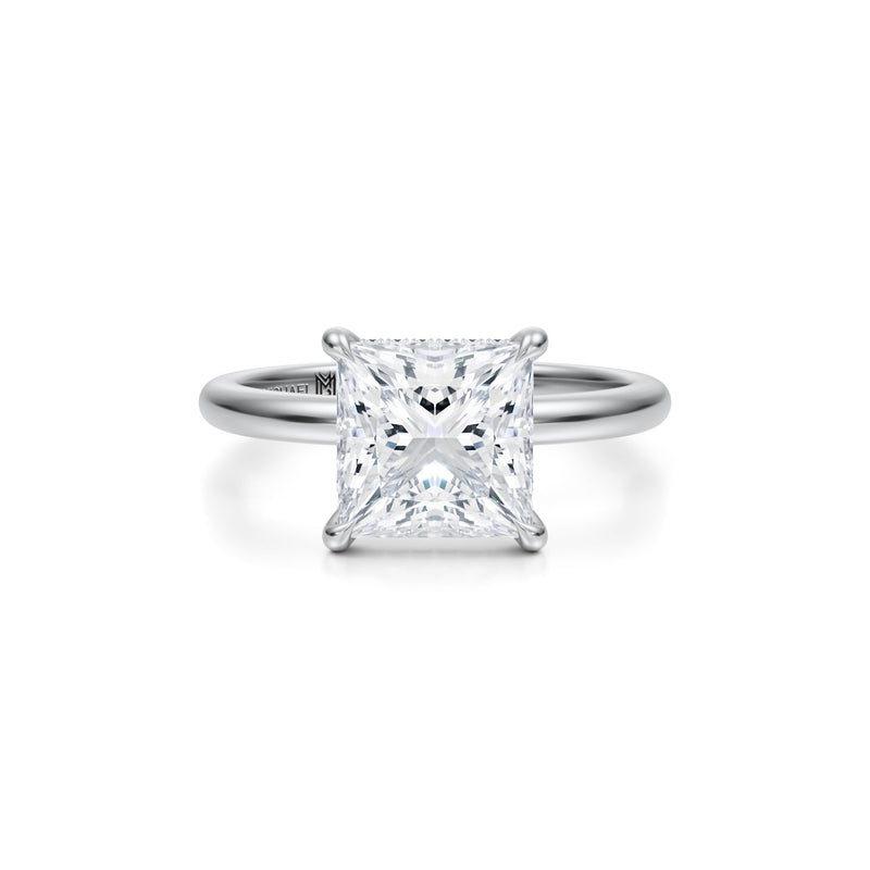 Princess Solitaire Ring With Pave Basket  (1.40 Carat F-VS1)
