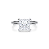 Princess Solitaire Ring With Pave Basket  (1.00 Carat F-VS1)