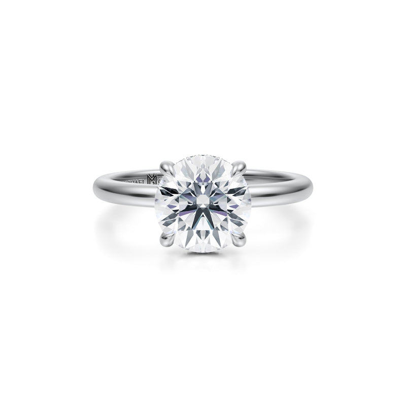 Round Solitaire Ring With Pave Basket  (1.00 Carat F-VVS2)