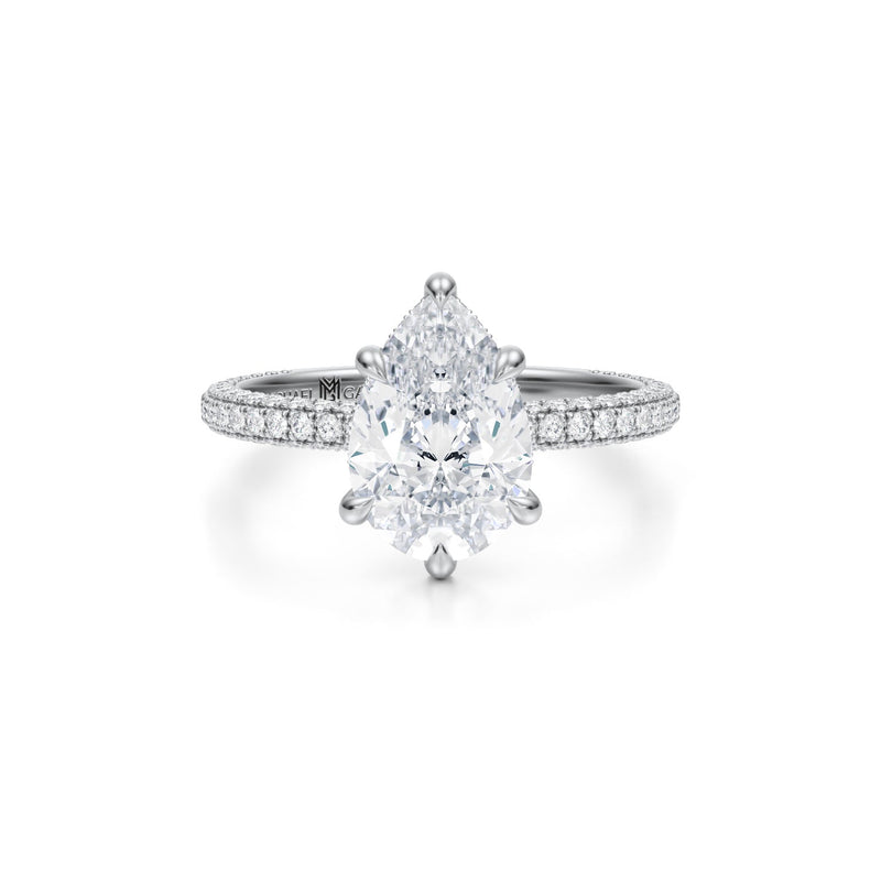 Pear Pave Basket With Trio Pave Ring  (3.40 Carat F-VVS2)