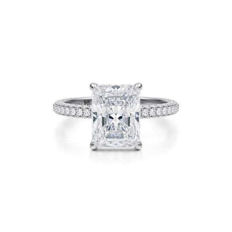 18K White Gold Cushion Diamond Shared Prong Halo Engagement Ring -1/5c –  RockHer.com