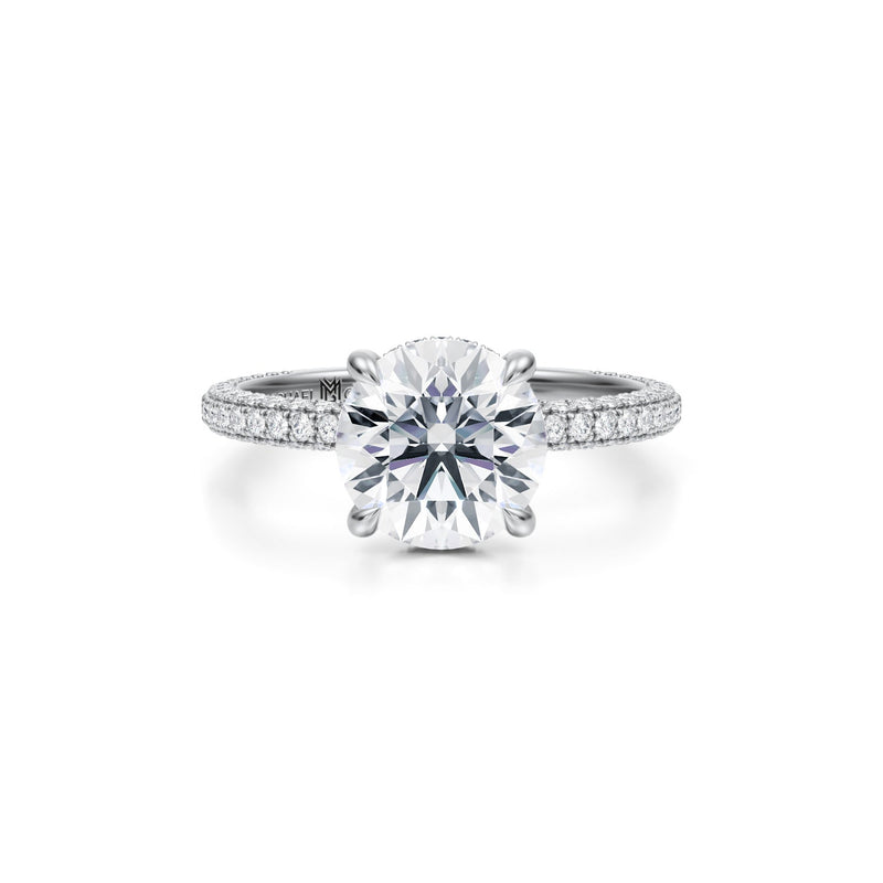 Round Pave Basket With Trio Pave Ring  (3.70 Carat E-VS1)