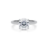 Round Trio Pave Cathedral Ring With Low Pave Basket  (3.70 Carat D-VVS2)