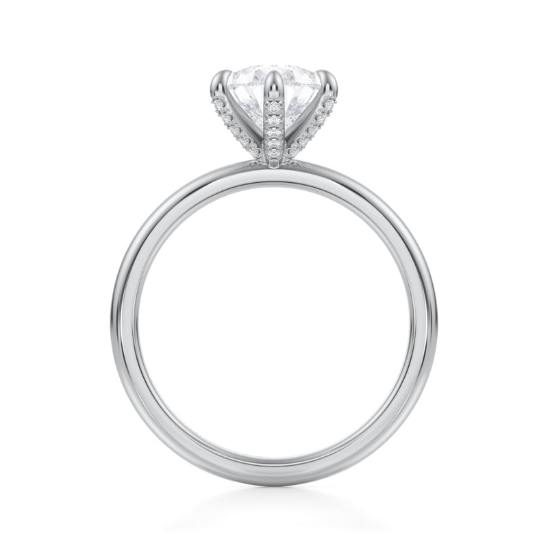 Pear Solitaire Ring With Pave Prongs  (3.40 Carat E-VVS2)