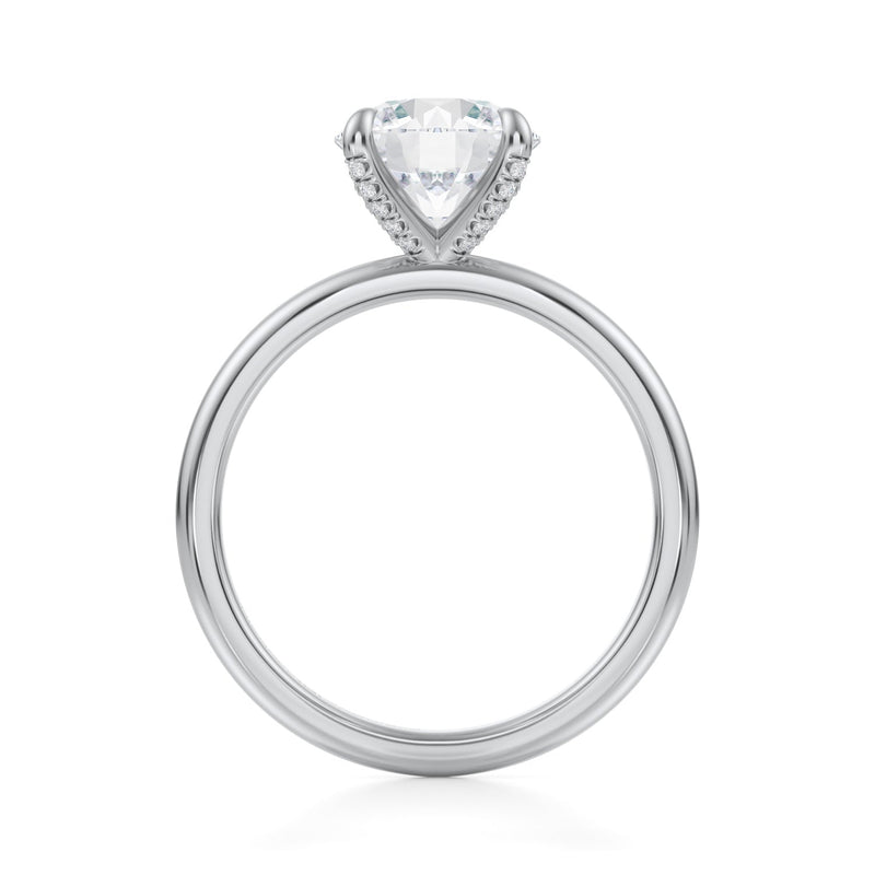 Round Solitaire Ring With Pave Prongs  (3.00 Carat F-VS1)