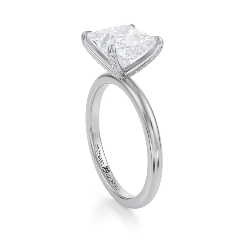 Princess Solitaire Ring With Pave Prongs  (3.40 Carat E-VS1)