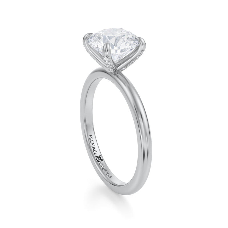 Round Solitaire Ring With Pave Prongs  (2.50 Carat G-VVS2)