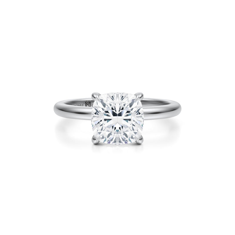 Cushion Solitaire Ring With Pave Prongs  (3.40 Carat F-VVS2)