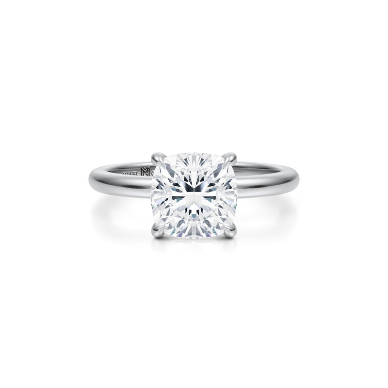 Cushion Solitaire Ring With Pave Prongs  (1.40 Carat F-VVS2)