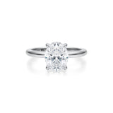 Oval Solitaire Ring With Pave Prongs  (3.70 Carat E-VVS2)