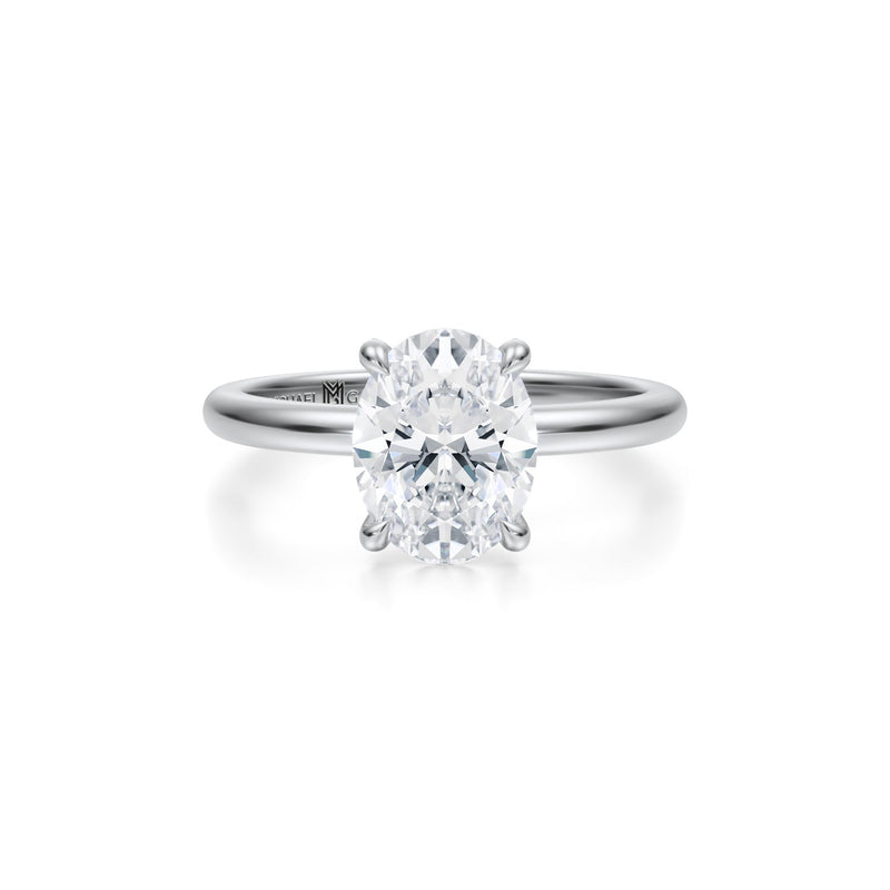 Oval Solitaire Ring With Pave Prongs  (1.00 Carat D-VVS2)