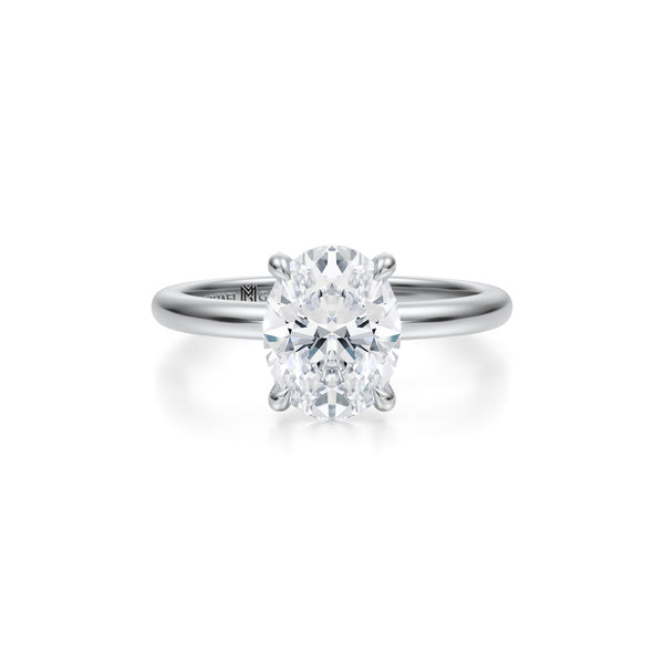 Oval Solitaire Ring With Pave Prong