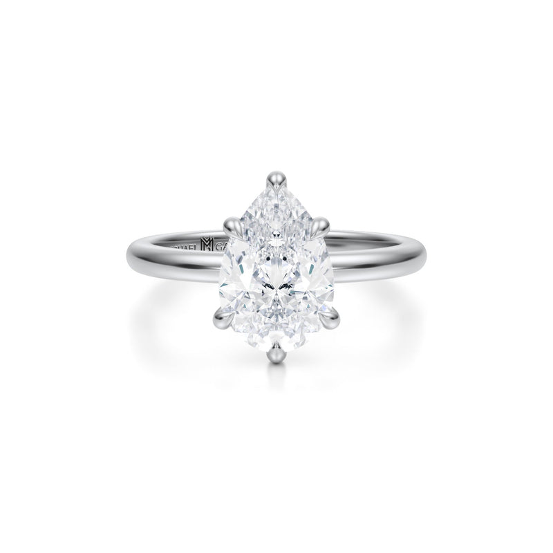 Pear Solitaire Ring With Pave Prongs  (1.40 Carat G-VVS2)