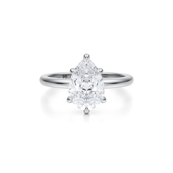 Pear Solitaire Ring With Pave Prongs