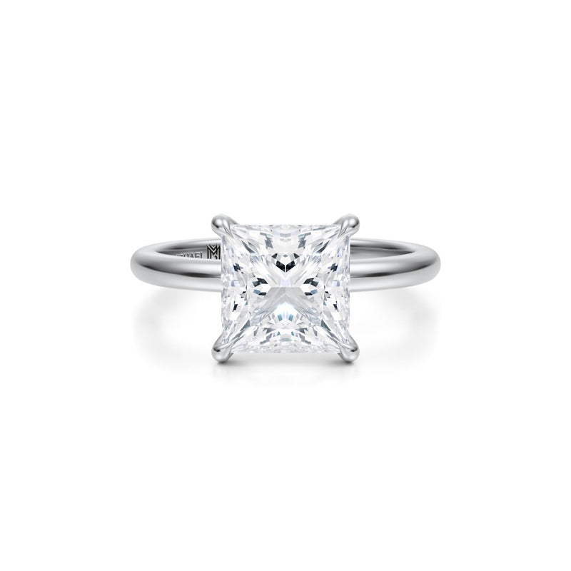 Princess Solitaire Ring With Pave Prongs  (2.50 Carat G-VS1)