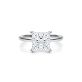 Princess Solitaire Ring With Pave Prongs  (3.70 Carat E-VVS2)