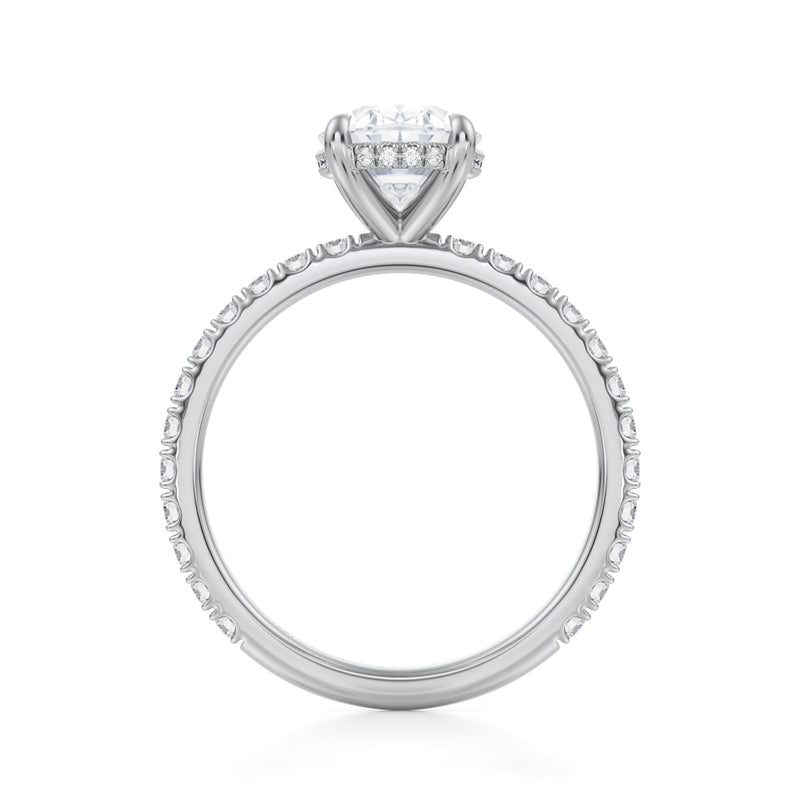 Oval Invisible Halo With Pave Ring