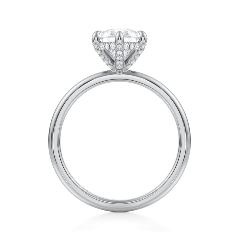 Pear Solitaire Ring With Pave Basket  (1.20 Carat F-VVS2)