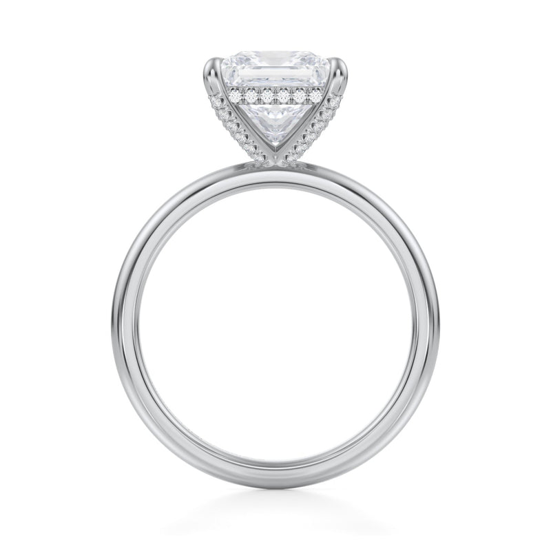Princess Solitaire Ring With Pave Basket  (1.20 Carat F-VVS2)