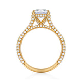 Round Trio Pave Cathedral Ring With Pave Basket  (3.70 Carat F-VS1)