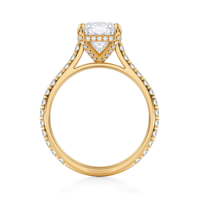 Cushion Pave Cathedral Ring With Pave Basket  (1.20 Carat G-VS1)