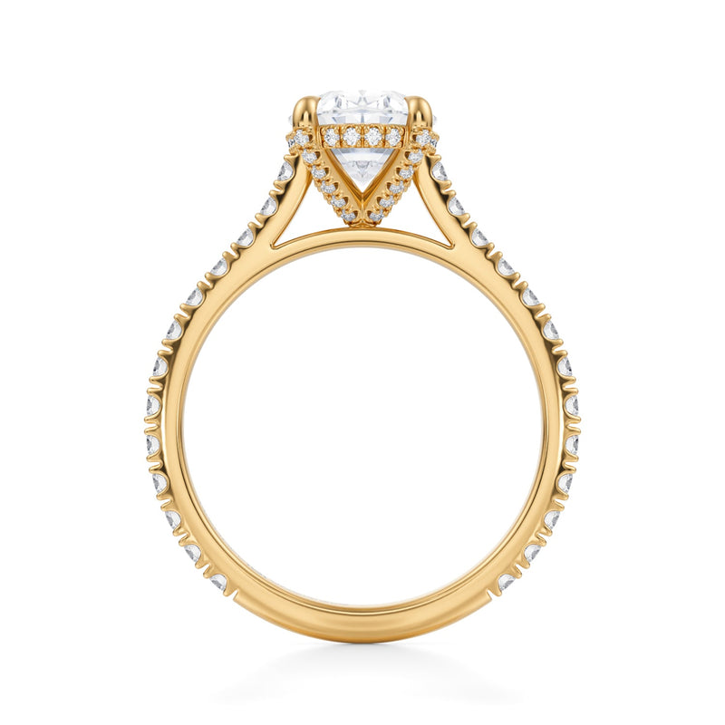Oval Pave Cathedral Ring With Pave Basket