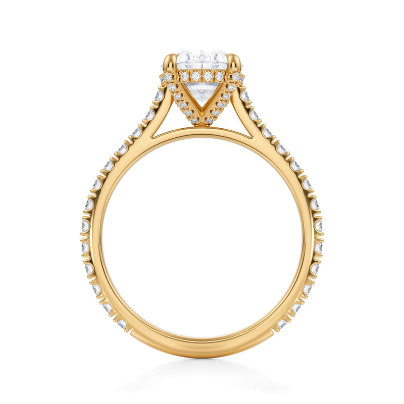 Oval Pave Cathedral Ring With Pave Basket  (3.50 Carat E-VVS2)