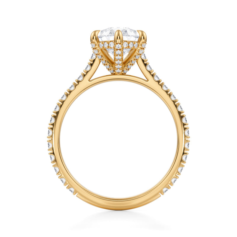 Pear Pave Cathedral Ring With Pave Basket  (3.50 Carat E-VVS2)