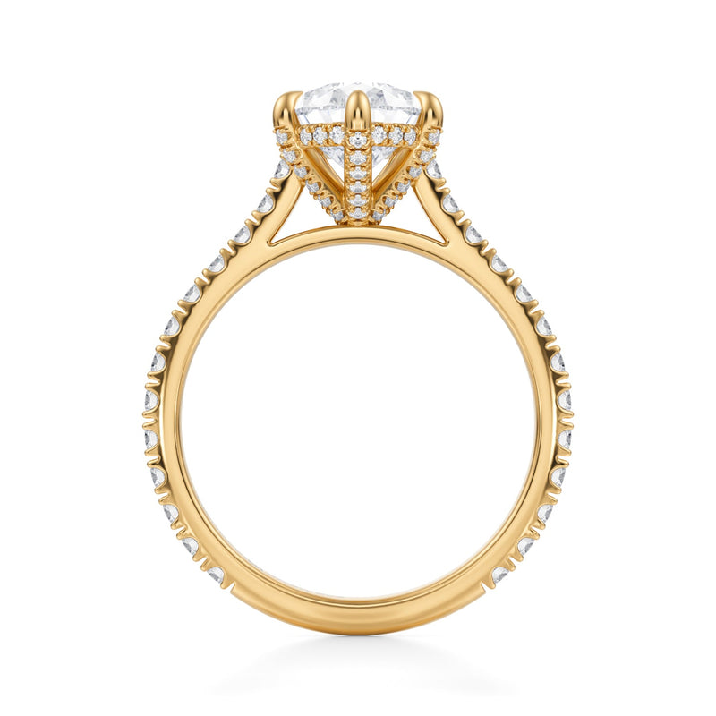 Pear Pave Cathedral Ring With Pave Basket  (3.50 Carat G-VVS2)