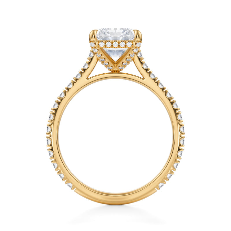 Radiant Pave Cathedral Ring With Pave Basket  (3.20 Carat E-VS1)